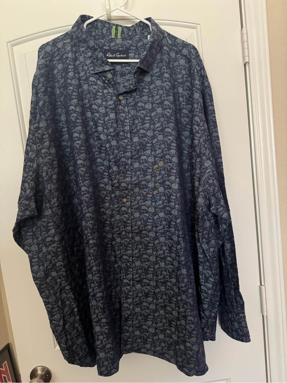 Robert Graham Navy Skull-Print Button-Down Shirt